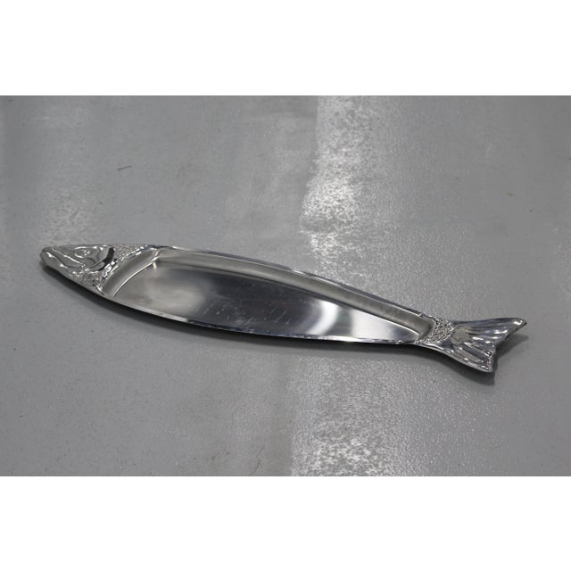 Large stainless steel fish serving tray Catering tray Fish serving platter Fish decor French restaurant Minimalist design...