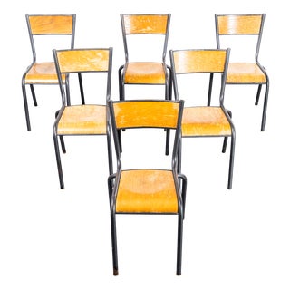 French Silver Stacking Dining Chairs from Mullca, 1950s, Set of 6 For Sale