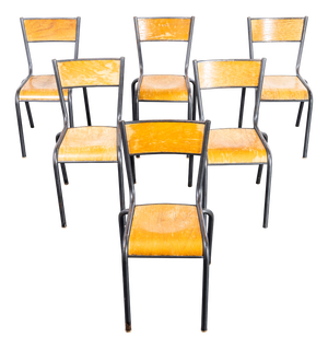 French Silver Stacking Dining Chairs from Mullca, 1950s, Set of 6