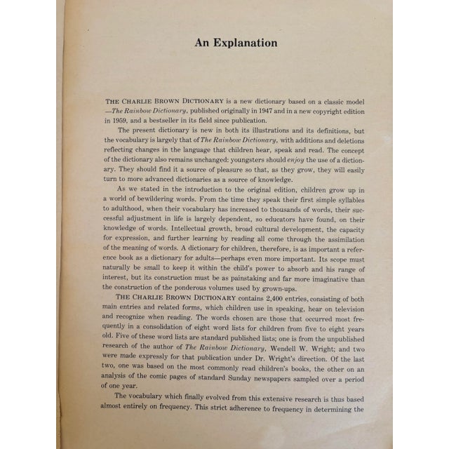 Paper Charlie Brown Dictionary 1975 First Edition/Printing Paperback by Charles M. Schulz For Sale - Image 7 of 12