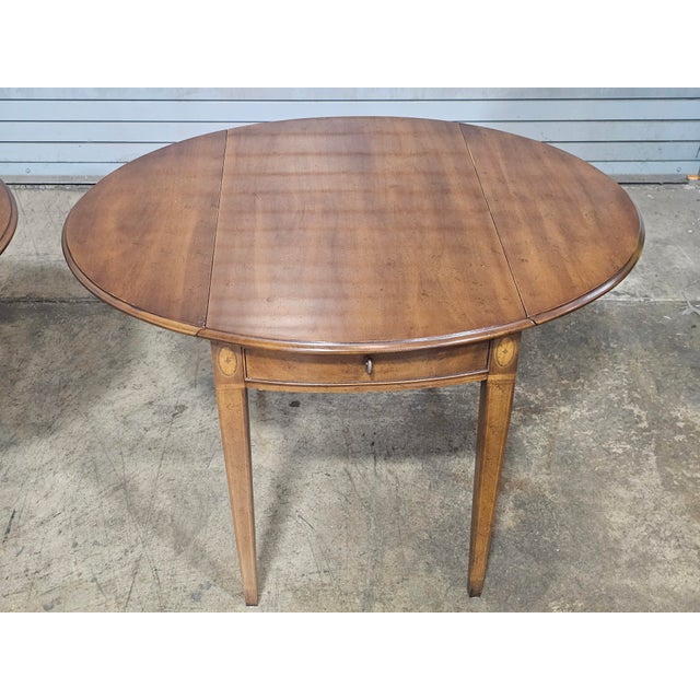 Late 20th Century Pair of Henredon Mahogany Pembroke Tables Inlays For Sale - Image 12 of 13