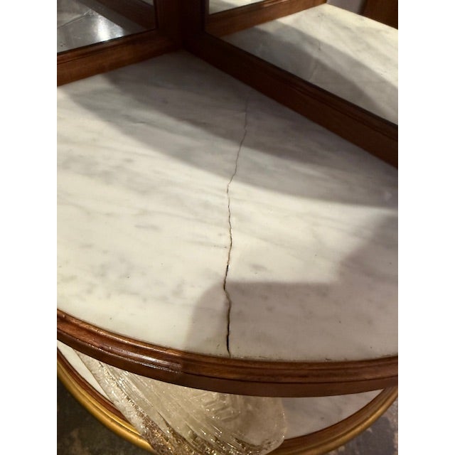 19th Century French Louis XVI Walnut Server With Carrara Marble Top For Sale - Image 11 of 11