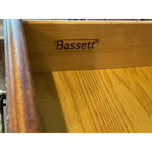 Vintage 1980s Bassett Cherry Armoire / Dresser With Doors & Drawers – Traditional Style For Sale - Image 9 of 9