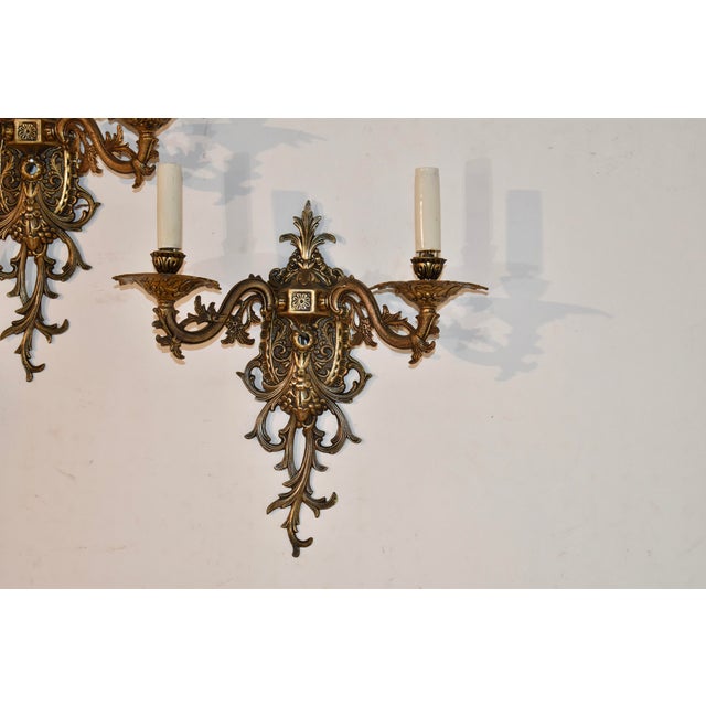 Baroque Circa 1960's Pair of Halcolite Wall Sconces For Sale - Image 3 of 11