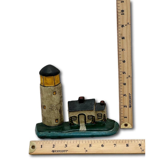 Excellent Antique American Cast Iron New England Cape Cod Lighthouse & Salt Box Cottage Doorstop Circa 1920s For Sale - Image 17 of 18