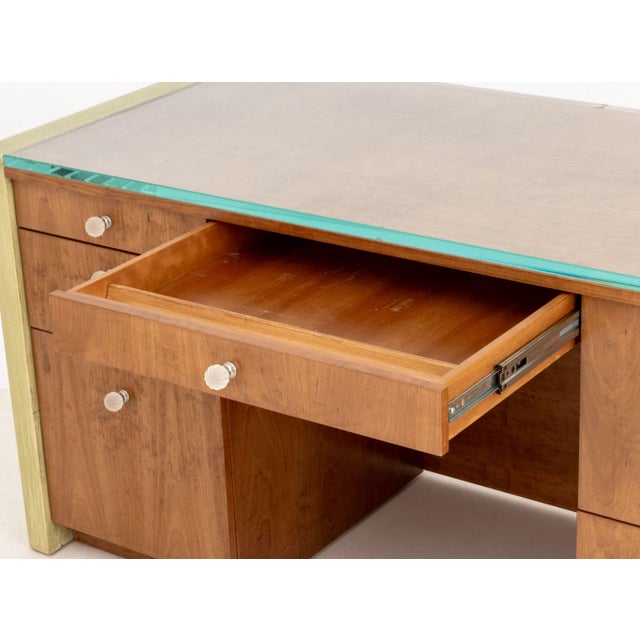 Mid 20th Century Art Deco Style Walnut Kneehole Desk For Sale - Image 5 of 10