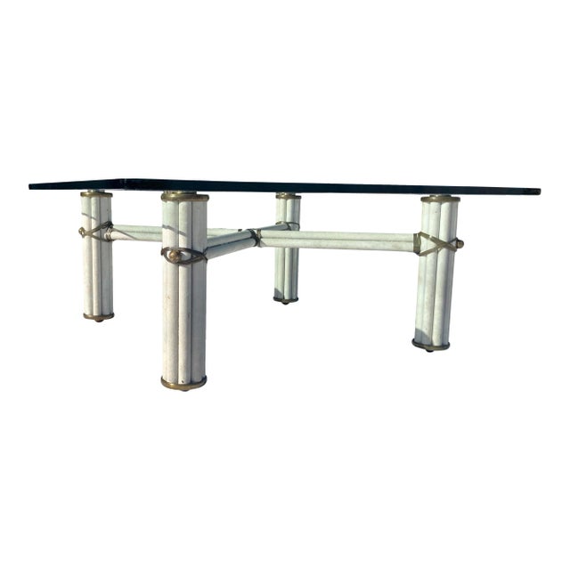 McGuire Mid 20th Century Faux Bamboo & Glass Coffee Table From McGuire San Francisco For Sale - Image 4 of 13