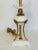Frederick Cooper Style White Marble & Gilt Metal Tall Table Lamp. The base is a triangular marble with gilt metal accents....