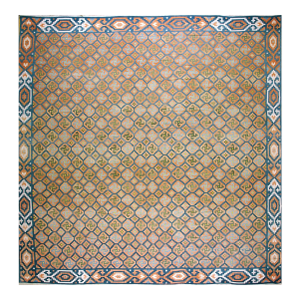 Majestic Blue and Beige Color With Symmetric Design Antique Dhurrie Rug