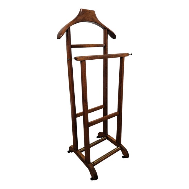 Vintage Italian Wooden Valet Stand, 1970s For Sale