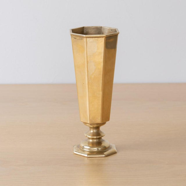 1950s French Brass Faceted Vase For Sale - Image 4 of 10