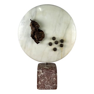 Italian Artist, Modernist Double-Sided Sculpture, 1960s, Copper & Marble For Sale
