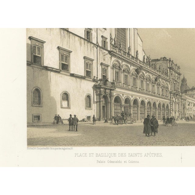 Mid 19th Century Benoist, Rome Piazza Santi Apostoli Grand Architectural View, 1869, Print For Sale - Image 5 of 10