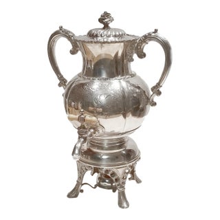 Antique Quadruple Plate Silver Etched Samovar(circa:1867) For Sale