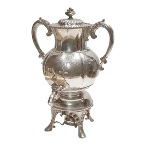 Antique Quadruple Plate Silver Etched Samovar(circa:1867)