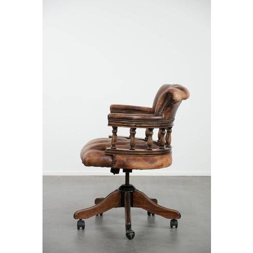 1990s Chesterfield Chair in Cowhide For Sale - Image 5 of 15