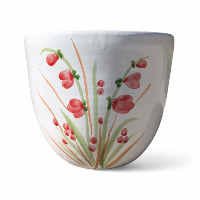 Vintage Italian Ceramic Botanical Flower Planter Pot For Sale In Charlotte - Image 6 of 14