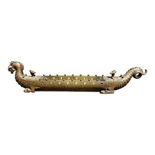 Bronze Chinese Dragon Boat Inkwell 19th Century For Sale