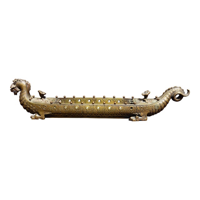 Bronze Chinese Dragon Boat Inkwell 19th Century For Sale