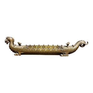 Bronze Chinese Dragon Boat Inkwell 19th Century