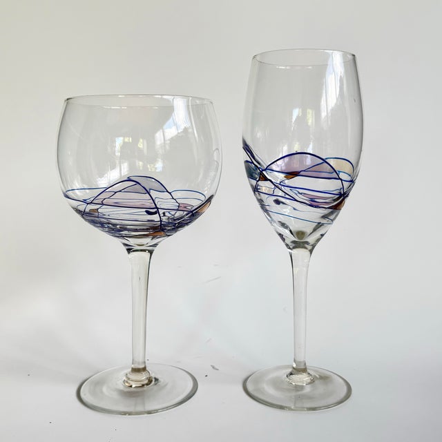 1990s Artland “Helios” Wine Glasses – Multicolor Mosaic With Gold Accents - Set of 4 For Sale - Image 9 of 9