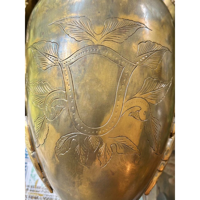 Metal Mid 20th Century Solid Brass Neoclassical Urn Acanthus Leaf Vase For Sale - Image 7 of 9