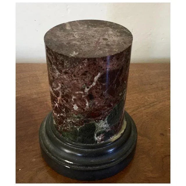 Antique 19th Century Grand Tour Rouge Specimen Marble Display Column Pedestal With Slate Base For Sale - Image 4 of 11