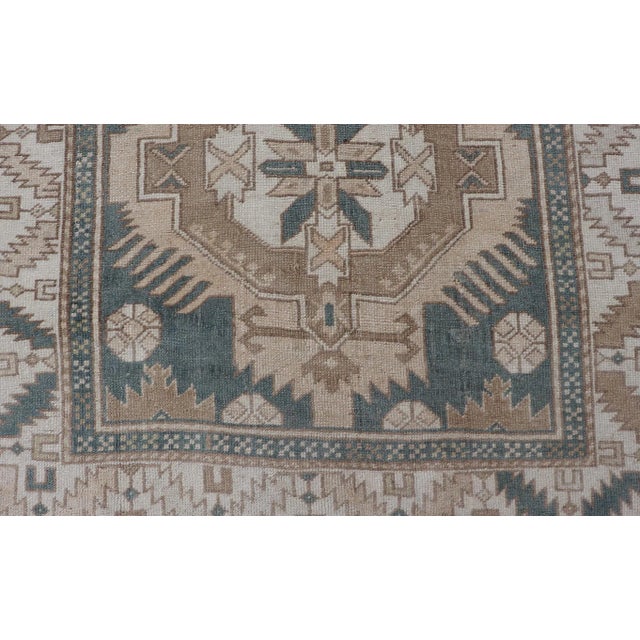 Vintage Turkish Oushak Rug With Geometric Medallions 3'10" X 6'7" For Sale - Image 4 of 10