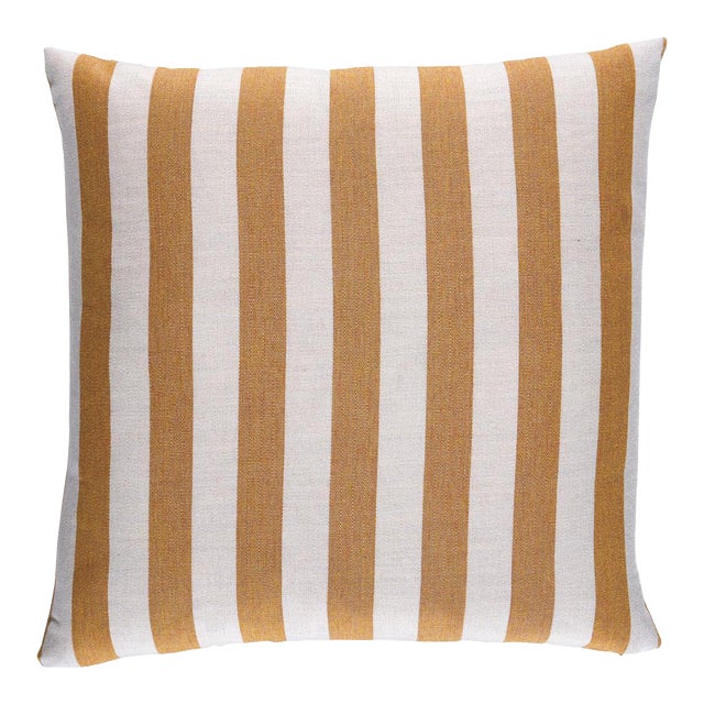Schumacher Hanson I/O Stripe 22" Pillow In Marigold For Sale
