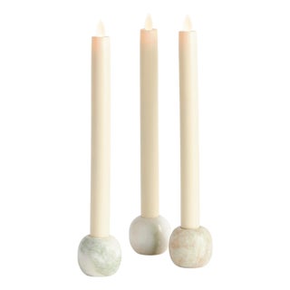 Jocelyn Marble Taper Holders, Set Of 3 For Sale