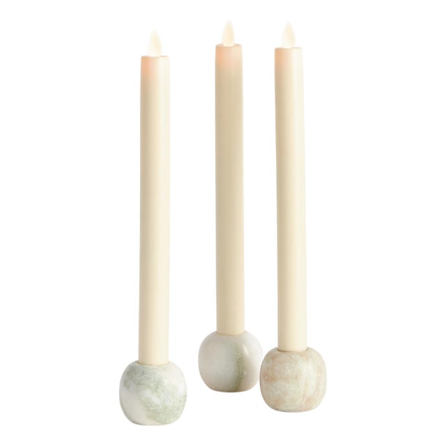 Jocelyn Marble Taper Holders, Set Of 3 For Sale