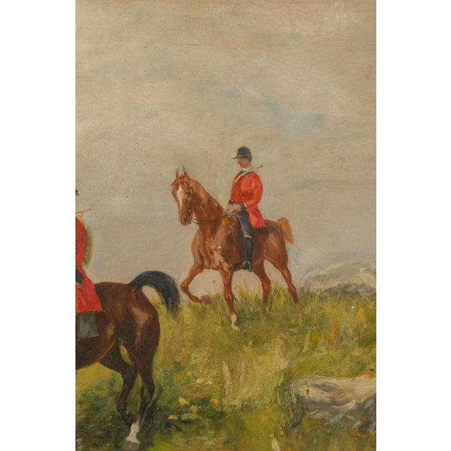 English 1880s Oil on Board Painting Depicting a Hunting Scene, in Antique Frame For Sale - Image 12 of 12