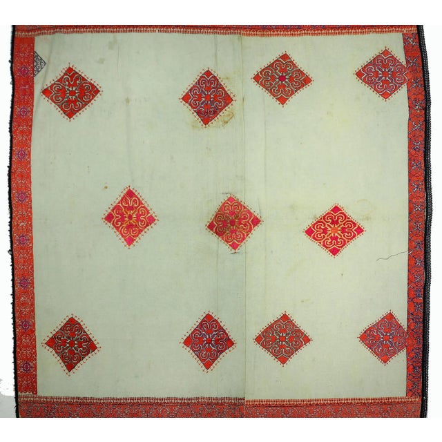 Antique Silk Embroidered Wall Hanging, Swat Valley Pulkari, 1890s For Sale - Image 4 of 10