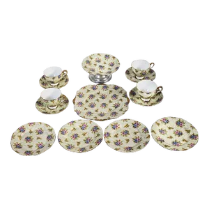 1940s English Traditional Royal Stafford China Elizabeth Pattern Luncheon Set - 14 Pieces