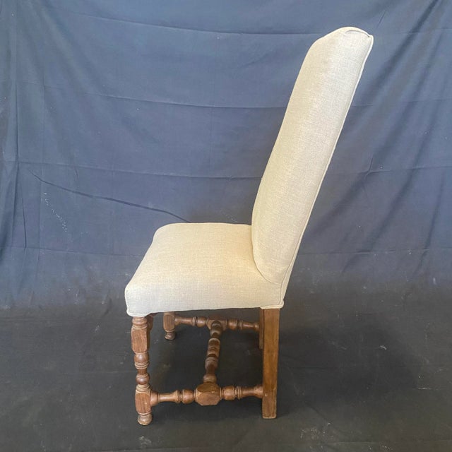 French French Louis XIII Chairs With Intricate Turnery and New Upholstery For Sale - Image 3 of 6