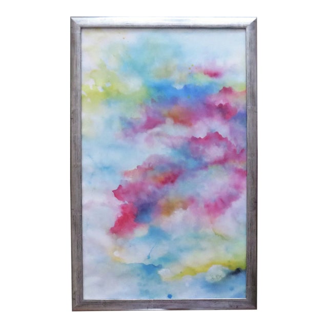 Contemporary Abstract Watercolor Painting Signed For Sale