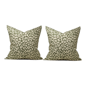 Pair of 22" Leopard Spots Pillow (Olive Green)