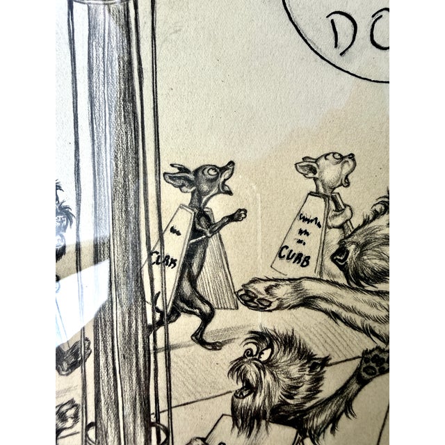 Original Vincenzo Zito Humorous Dog Protest Illustration, Graphite Drawing, 1950s For Sale - Image 12 of 18