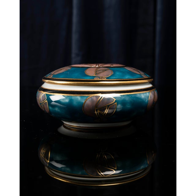 Modern Art Deco Porcelain Jewelry Box Signed Camille Tharaud for Limoges, France, 1930s For Sale - Image 3 of 9