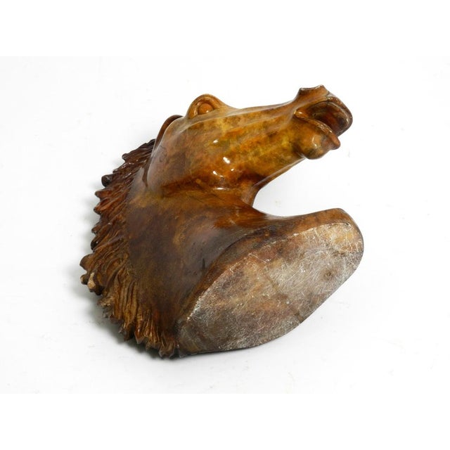 Brown Large Horse Head Sculpture in Brown Soapstone, 1960s For Sale - Image 8 of 18
