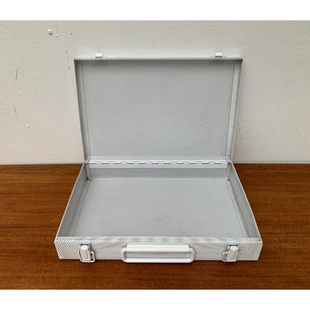 White Postmodern White Perforated Metal Briefcase, 1980s For Sale - Image 8 of 18