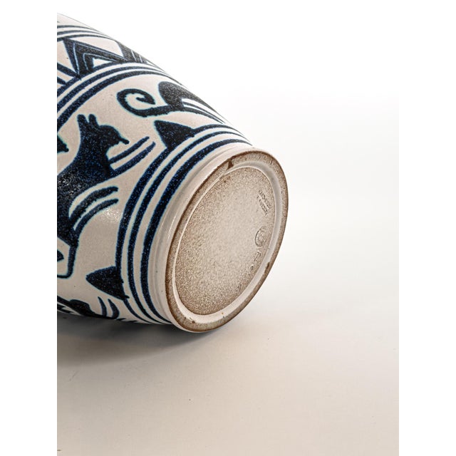 1960s Large Ceramic Vase with Stylized Animal Motifs by Mette Doller for Höganäs, Sweden, 1960s For Sale - Image 5 of 8