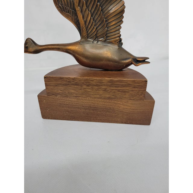 Vintage 1950s Copper Duck Goose Sculpture Bookend Paperweight Statue For Sale - Image 6 of 8