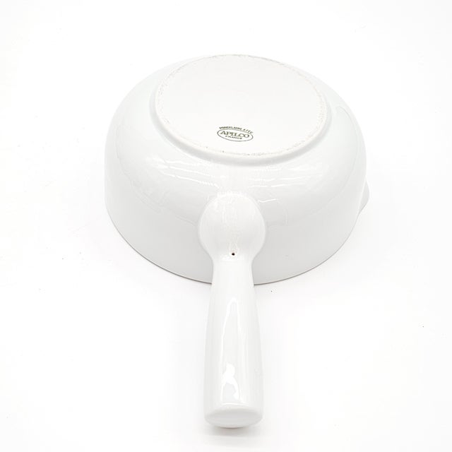 Ceramic Apilco France White Porcelain Covered Soup Bowl With Handle, 10" For Sale - Image 7 of 12