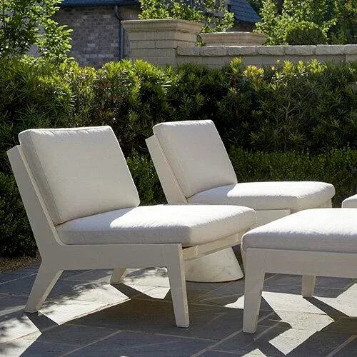 Portofino Outdoor Lounge Chair by the Drawing Room Atl - Handcrafted Mahogany in Premium Yacht Finish: Classic White - Modern Outdoor Furniture For Sale - Image 9 of 10