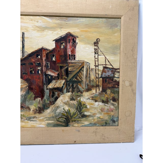 Paper Wpa Style Industrial Landscape Oil on Board, Signed by Artist For Sale - Image 7 of 9