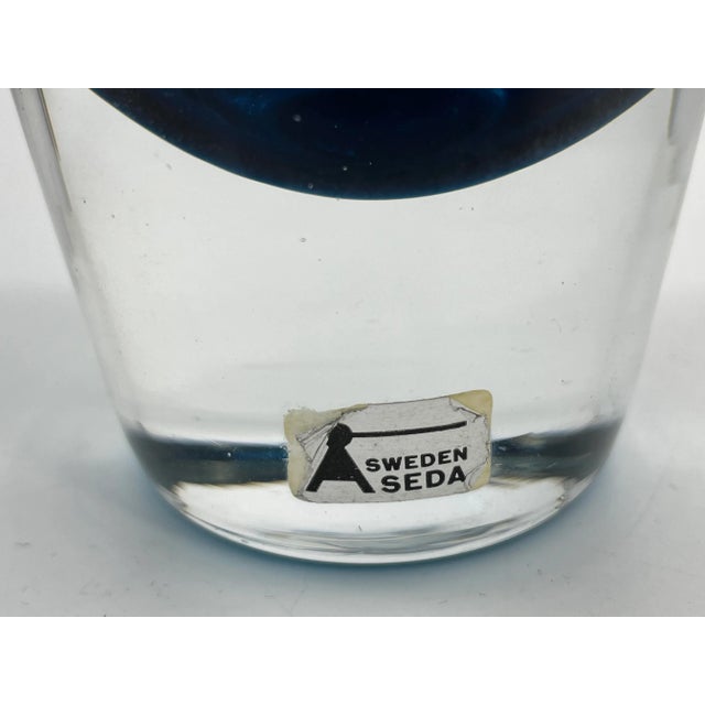 1960s Swedish Modern Blue Bullet Vase by Bo Borgstrom for Aseda Glasbruk For Sale - Image 5 of 8