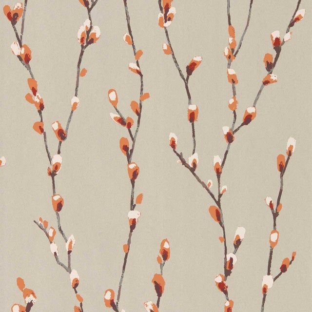 Harlequin Salice Wallpaper in Tangerine/Gilver For Sale