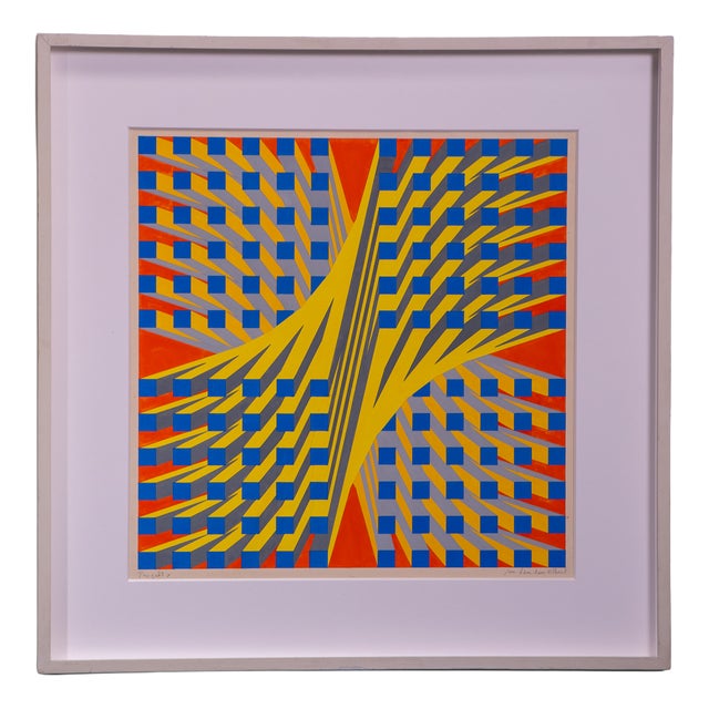 Jan Van Den Abbeel, Projekt Y Geometric Composition, 1975, Gouache on Paper For Sale