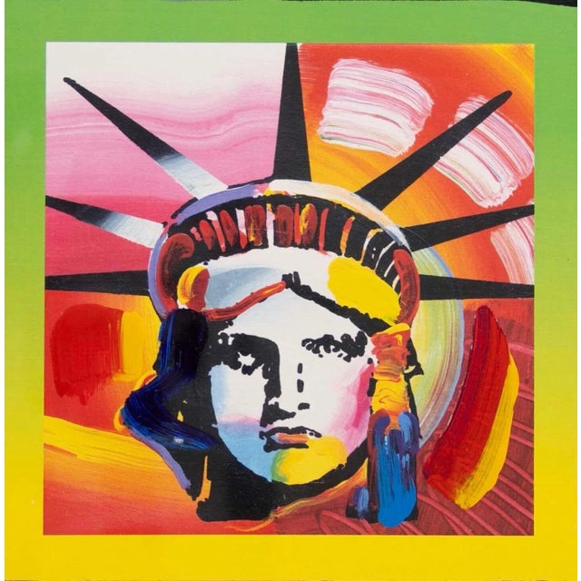Peter Max Liberty Head II on Blends Signed Mixed Media on Paper Framed 2000s For Sale In Detroit - Image 6 of 11